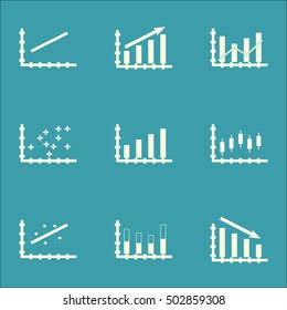 Set Of Graphs, Diagrams And Statistics Icons. Premium Quality Symbol Collection. Icons Can Be Used For Web, App And UI Design. Vector Illustration, EPS10.