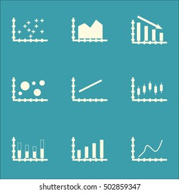 Set Of Graphs, Diagrams And Statistics Icons. Premium Quality Symbol Collection. Icons Can Be Used For Web, App And UI Design. Vector Illustration, EPS10.