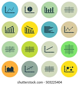 Set Of Graphs, Diagrams And Statistics Icons. Premium Quality Symbol Collection. Icons Can Be Used For Web, App And UI Design. Vector Illustration, EPS10.
