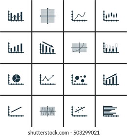 Set Of Graphs, Diagrams And Statistics Icons. Premium Quality Symbol Collection. Icons Can Be Used For Web, App And UI Design. Vector Illustration, EPS10.