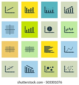 Set Of Graphs, Diagrams And Statistics Icons. Premium Quality Symbol Collection. Icons Can Be Used For Web, App And UI Design. Vector Illustration, EPS10.
