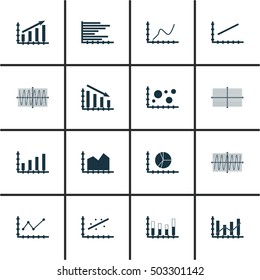 Set Of Graphs, Diagrams And Statistics Icons. Premium Quality Symbol Collection. Icons Can Be Used For Web, App And UI Design. Vector Illustration, EPS10.