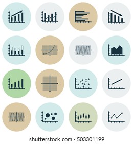 Set Of Graphs, Diagrams And Statistics Icons. Premium Quality Symbol Collection. Icons Can Be Used For Web, App And UI Design. Vector Illustration, EPS10.