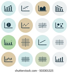 Set Of Graphs, Diagrams And Statistics Icons. Premium Quality Symbol Collection. Icons Can Be Used For Web, App And UI Design. Vector Illustration, EPS10.