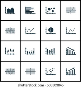 Set Of Graphs, Diagrams And Statistics Icons. Premium Quality Symbol Collection. Icons Can Be Used For Web, App And UI Design. Vector Illustration, EPS10.