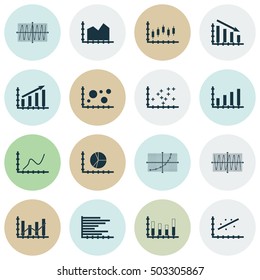 Set Of Graphs, Diagrams And Statistics Icons. Premium Quality Symbol Collection. Icons Can Be Used For Web, App And UI Design. Vector Illustration, EPS10.