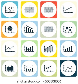 Set Of Graphs, Diagrams And Statistics Icons. Premium Quality Symbol Collection. Icons Can Be Used For Web, App And UI Design. Vector Illustration, EPS10.