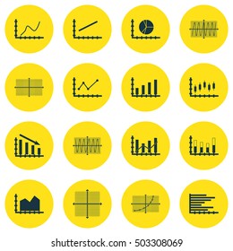 Set Of Graphs, Diagrams And Statistics Icons. Premium Quality Symbol Collection. Icons Can Be Used For Web, App And UI Design. Vector Illustration, EPS10.