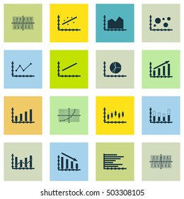 Set Of Graphs, Diagrams And Statistics Icons. Premium Quality Symbol Collection. Icons Can Be Used For Web, App And UI Design. Vector Illustration, EPS10.