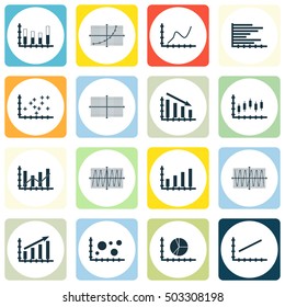 Set Of Graphs, Diagrams And Statistics Icons. Premium Quality Symbol Collection. Icons Can Be Used For Web, App And UI Design. Vector Illustration, EPS10.