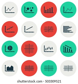 Set Of Graphs, Diagrams And Statistics Icons. Premium Quality Symbol Collection. Icons Can Be Used For Web, App And UI Design. Vector Illustration, EPS10.