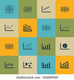 Set Of Graphs, Diagrams And Statistics Icons. Premium Quality Symbol Collection. Icons Can Be Used For Web, App And UI Design. Vector Illustration, EPS10.