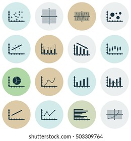 Set Of Graphs, Diagrams And Statistics Icons. Premium Quality Symbol Collection. Icons Can Be Used For Web, App And UI Design. Vector Illustration, EPS10.