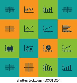 Set Of Graphs, Diagrams And Statistics Icons. Premium Quality Symbol Collection. Icons Can Be Used For Web, App And UI Design. Vector Illustration, EPS10.