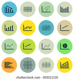 Set Of Graphs, Diagrams And Statistics Icons. Premium Quality Symbol Collection. Icons Can Be Used For Web, App And UI Design. Vector Illustration, EPS10.
