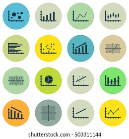 Set Of Graphs, Diagrams And Statistics Icons. Premium Quality Symbol Collection. Icons Can Be Used For Web, App And UI Design. Vector Illustration, EPS10.