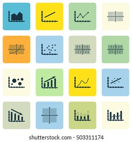 Set Of Graphs, Diagrams And Statistics Icons. Premium Quality Symbol Collection. Icons Can Be Used For Web, App And UI Design. Vector Illustration, EPS10.