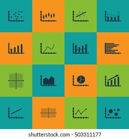 Set Of Graphs, Diagrams And Statistics Icons. Premium Quality Symbol Collection. Icons Can Be Used For Web, App And UI Design. Vector Illustration, EPS10.