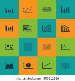 Set Of Graphs, Diagrams And Statistics Icons. Premium Quality Symbol Collection. Icons Can Be Used For Web, App And UI Design. Vector Illustration, EPS10.