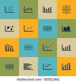 Set Of Graphs, Diagrams And Statistics Icons. Premium Quality Symbol Collection. Icons Can Be Used For Web, App And UI Design. Vector Illustration, EPS10.