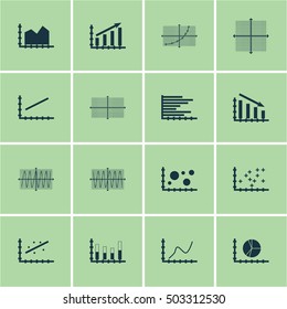 Set Of Graphs, Diagrams And Statistics Icons. Premium Quality Symbol Collection. Icons Can Be Used For Web, App And UI Design. Vector Illustration, EPS10.
