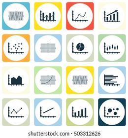 Set Of Graphs, Diagrams And Statistics Icons. Premium Quality Symbol Collection. Icons Can Be Used For Web, App And UI Design. Vector Illustration, EPS10.