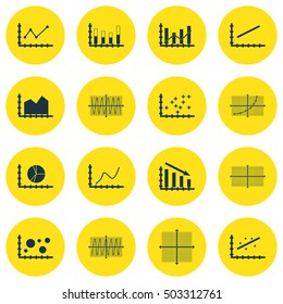 Set Of Graphs, Diagrams And Statistics Icons. Premium Quality Symbol Collection. Icons Can Be Used For Web, App And UI Design. Vector Illustration, EPS10.