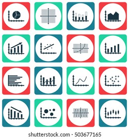 Set Of Graphs, Diagrams And Statistics Icons. Premium Quality Symbol Collection. Icons Can Be Used For Web, App And UI Design. Vector Illustration, EPS10.