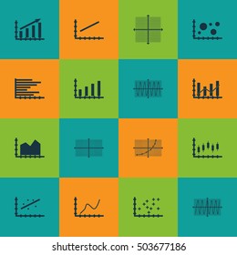 Set Of Graphs, Diagrams And Statistics Icons. Premium Quality Symbol Collection. Icons Can Be Used For Web, App And UI Design. Vector Illustration, EPS10.
