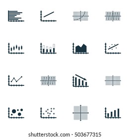 Set Of Graphs, Diagrams And Statistics Icons. Premium Quality Symbol Collection. Icons Can Be Used For Web, App And UI Design. Vector Illustration, EPS10.