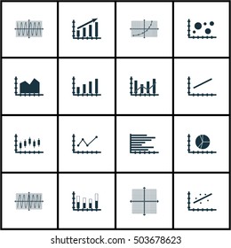 Set Of Graphs, Diagrams And Statistics Icons. Premium Quality Symbol Collection. Icons Can Be Used For Web, App And UI Design