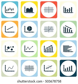 Set Of Graphs, Diagrams And Statistics Icons. Premium Quality Symbol Collection. Icons Can Be Used For Web, App And UI Design. Vector Illustration, EPS10.