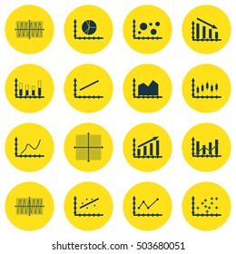 Set Of Graphs, Diagrams And Statistics Icons. Premium Quality Symbol Collection. Icons Can Be Used For Web, App And UI Design. Vector Illustration, EPS10.