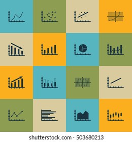 Set Of Graphs, Diagrams And Statistics Icons. Premium Quality Symbol Collection. Icons Can Be Used For Web, App And UI Design. Vector Illustration, EPS10.