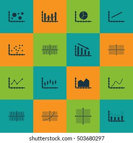 Set Of Graphs, Diagrams And Statistics Icons. Premium Quality Symbol Collection. Icons Can Be Used For Web, App And UI Design. Vector Illustration, EPS10.