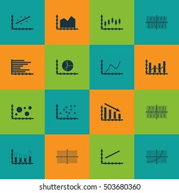 Set Of Graphs, Diagrams And Statistics Icons. Premium Quality Symbol Collection. Icons Can Be Used For Web, App And UI Design. Vector Illustration, EPS10.