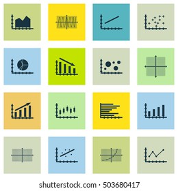 Set Of Graphs, Diagrams And Statistics Icons. Premium Quality Symbol Collection. Icons Can Be Used For Web, App And UI Design. Vector Illustration, EPS10.