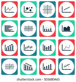 Set Of Graphs, Diagrams And Statistics Icons. Premium Quality Symbol Collection. Icons Can Be Used For Web, App And UI Design. Vector Illustration, EPS10.