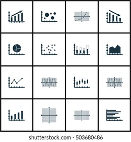 Set Of Graphs, Diagrams And Statistics Icons. Premium Quality Symbol Collection. Icons Can Be Used For Web, App And UI Design. Vector Illustration, EPS10.