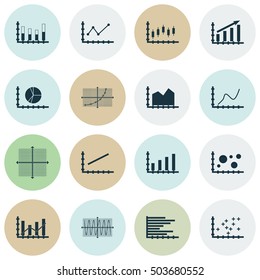 Set Of Graphs, Diagrams And Statistics Icons. Premium Quality Symbol Collection. Icons Can Be Used For Web, App And UI Design. Vector Illustration, EPS10.