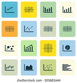 Set Of Graphs, Diagrams And Statistics Icons. Premium Quality Symbol Collection. Icons Can Be Used For Web, App And UI Design. Vector Illustration, EPS10.