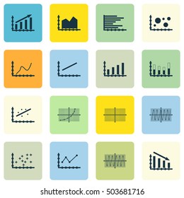 Set Of Graphs, Diagrams And Statistics Icons. Premium Quality Symbol Collection. Icons Can Be Used For Web, App And UI Design. Vector Illustration, EPS10.