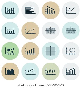 Set Of Graphs, Diagrams And Statistics Icons. Premium Quality Symbol Collection. Icons Can Be Used For Web, App And UI Design. Vector Illustration, EPS10.