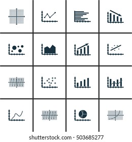 Set Of Graphs, Diagrams And Statistics Icons. Premium Quality Symbol Collection. Icons Can Be Used For Web, App And UI Design. Vector Illustration, EPS10.