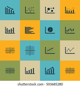 Set Of Graphs, Diagrams And Statistics Icons. Premium Quality Symbol Collection. Icons Can Be Used For Web, App And UI Design. Vector Illustration, EPS10.