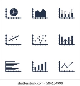 Set Of Graphs, Diagrams And Statistics Icons. Premium Quality Symbol Collection. Icons Can Be Used For Web, App And UI Design. Vector Illustration, EPS10.