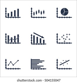 Set Of Graphs, Diagrams And Statistics Icons. Premium Quality Symbol Collection. Icons Can Be Used For Web, App And UI Design. Vector Illustration, EPS10.