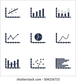 Set Of Graphs, Diagrams And Statistics Icons. Premium Quality Symbol Collection. Icons Can Be Used For Web, App And UI Design. Vector Illustration, EPS10.