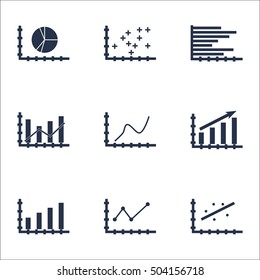 Set Of Graphs, Diagrams And Statistics Icons. Premium Quality Symbol Collection. Icons Can Be Used For Web, App And UI Design. Vector Illustration, EPS10.