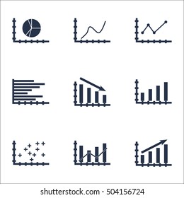 Set Of Graphs, Diagrams And Statistics Icons. Premium Quality Symbol Collection. Icons Can Be Used For Web, App And UI Design. Vector Illustration, EPS10.